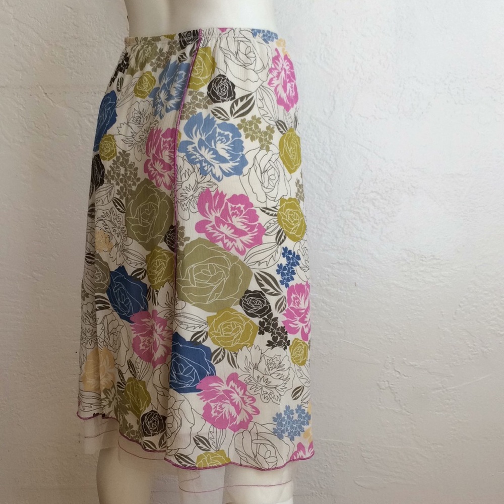J.Jill floral midi skirt with net hem - Picture 4 of 8